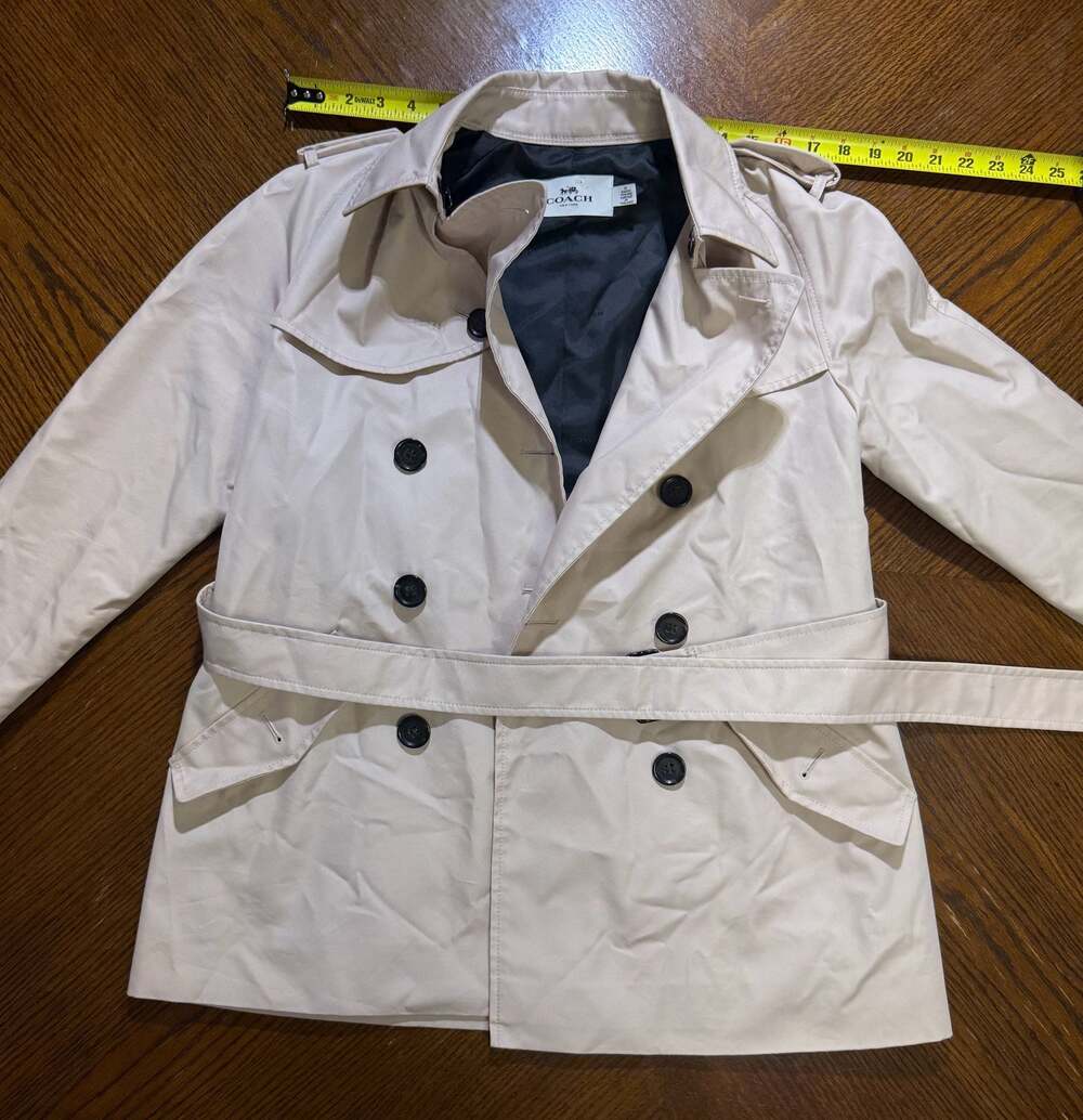 Coach Double-Breasted Trench Coat, Beige, Women's Size M - Picture 3 of 9